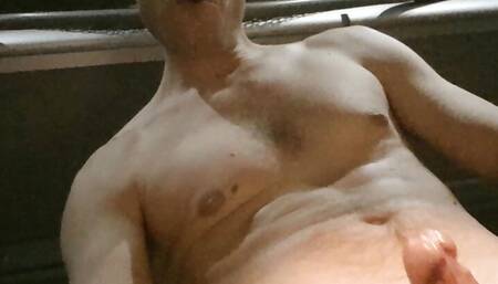 BOULDERER - trucker cumshot masturbation close up flash veiny uncut oiled cock in truck cabin car dick parking place