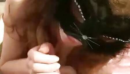 Blowjob from his point of view, warm cum on body