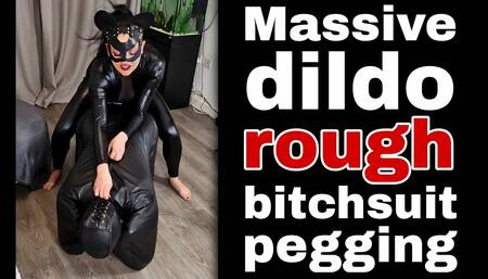 Leather Bitchsuit Pegging Femdom FLR Miss Raven Training Zero Huge Strap On Dildo Strapon Bondage BDSM Mistress FLR