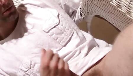 Naughty straight thug Apollo sits back and masturbates solo