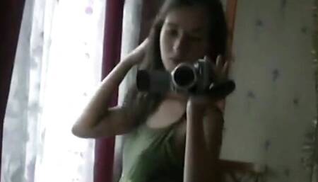 Hot Teen fingering while filming