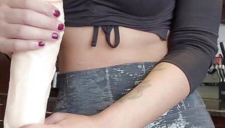 Hot Teacher wears leggings & has camel toe tells you how she wants you to stroke your dick with massive dildo JOI