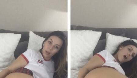 DP glass dildo slut