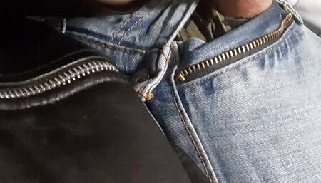 Big load on leather jacket