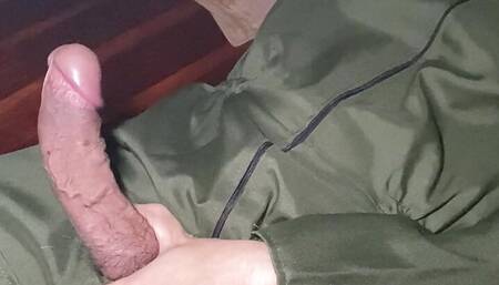 Edge jerk off in TOP GUN jumpsuit.