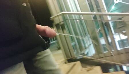 Cock flashing at Night with some little casual pee while walk at the end,  COCK WALK
