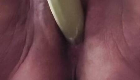 Me masterbating with the banana my parents bought