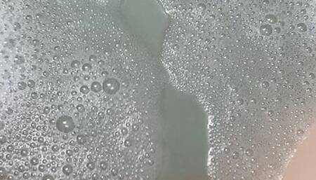 Peeping at the bitch in the bathroom