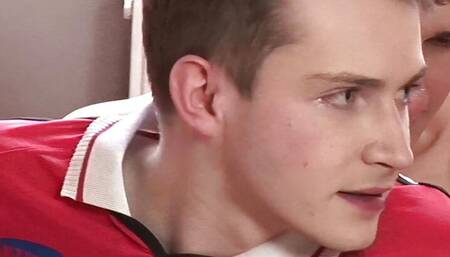 Young soccer players make a small sex orgy and blow their horny hard cocks with pleasure