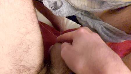 Caught in my own strings of cum