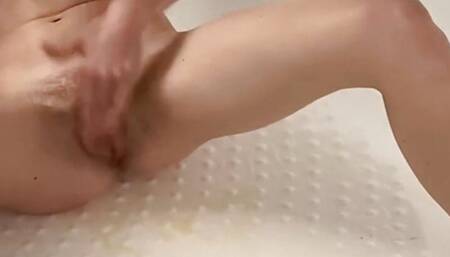 pee and first orgasm from a jet of water