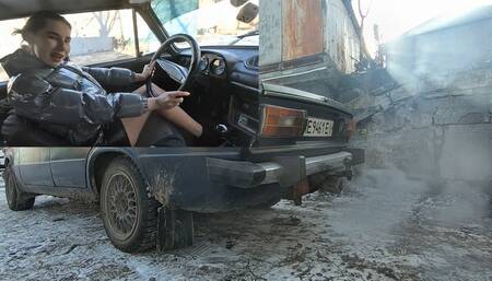 Nastya produces exhaust fumes