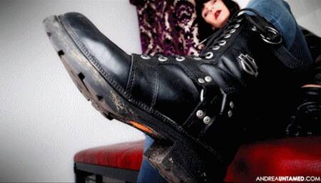 Attending To My Dirty Leather Boots (720p)