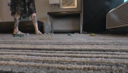 Shrunken & crushed under Giantess Witch spiked sandals (Wide Angle) - HD