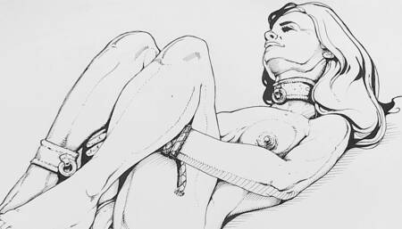 Bondaged blonde slave girl after hard fuck