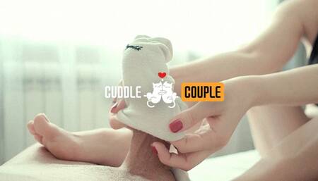 Sockjob with Cum in Sock for a Good Morning Run