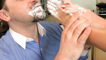 Aliz Masturbates And Lets a Guy Cum on Her Pretty Feet