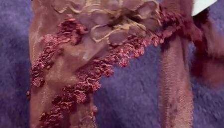 Thong masturbation and cum