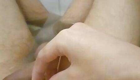 Jerking big dick