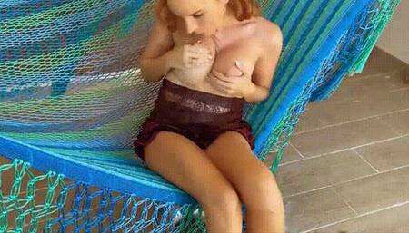 Milky Orgasms Outside On The Patio