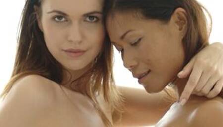 Natural boobs Asian and Russian lesbians