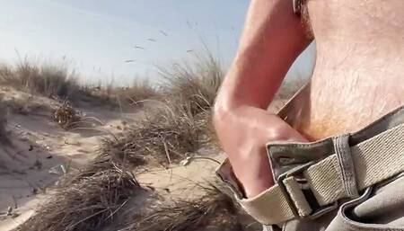 Big ginger cock pissing in the dunes at the beach and in a bar