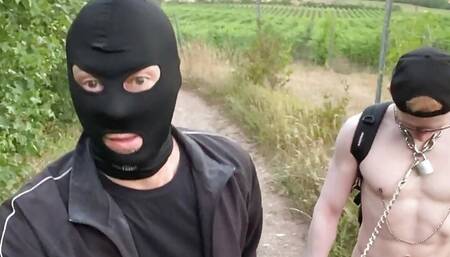 Slave stripping to hike naked
