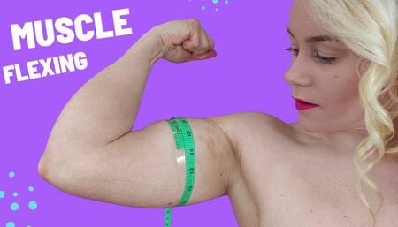 Muscle flexing and measuring muscle girl michellexm