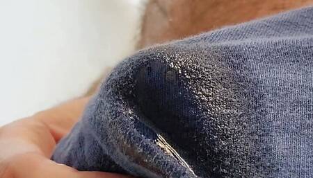 Boxer wetting close up solo piss play