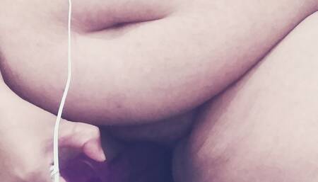 Horny BBW Hyacinth dildo fucking her fat pussy holes for her LDR young lover