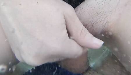 Flashing my dick in front of a young girl in public pool and helps me and fuck - it's very risky with couple near - P2