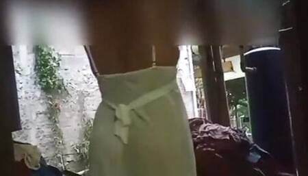 Homemade flashing tits in the kitchen