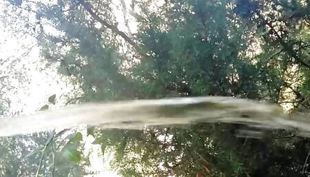 fat gay pisses outside in PUBLICpark with STRONG PISSTREAM with UNCUT SMALL COCK.
