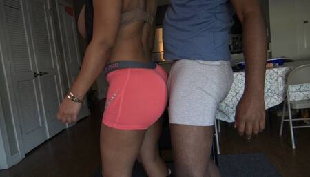 Big booty grinding dance in shorts