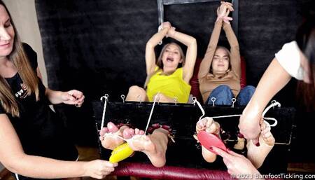 Two mature women Anna and Vera tickle the soles of blond stepmother and stepdaughter Elena and Angelica (Part 3 of 4) #20230108