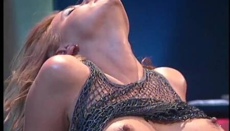 Great doggy style fuck for a cigarette smoking stripper slut in a black mesh top