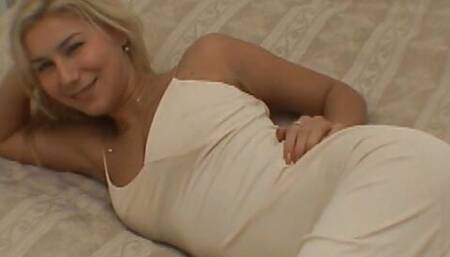 Horny blonde babe fucks an old man - classic amateur