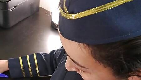 Married flight attendant gets fucked during body inspection