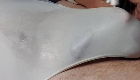 Wanking in Realise swimsuit