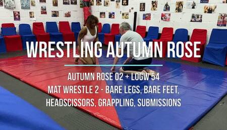 Autumn Rose 02 - Mat Wrestle 2 - Bare Legs, Bare Feet, Headscissors, Grappling, Submissions