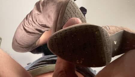 A Shoejob Dream in Overknees - POV - Underglass Bootjob Views- CBT and Calf Humping- 4K