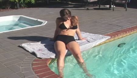 Cute teen Becky swims naked