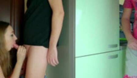 Cuckold Watches Slut Wife Sucking Dick his best Friend and take Cum in Mouth! Russian Homemade Porn