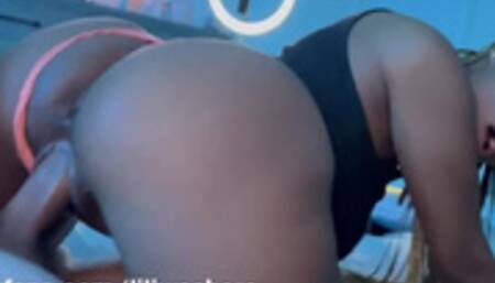 Ebony milf comes over for shots and a movie