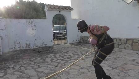 Titslave Eva - Cruel Predicament Breast Bondage Walk - The Challenge gets harder- Full Clip mp4 SD