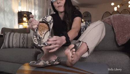 Old Snakeskin Flats for Sale - Stella Liberty Ballet Flats Foot Fetish - hd mp4