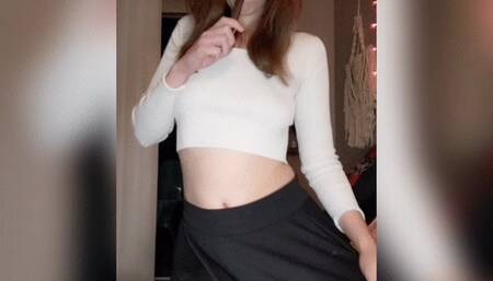 Vaping Juul Topless Miniskirt Striptease