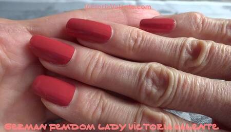 Red long fingernails - Natural fingernails!
