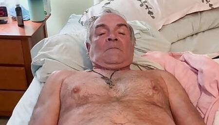 Wish you could join me in bed and play with my big cock