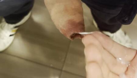 Cum in restroom at work